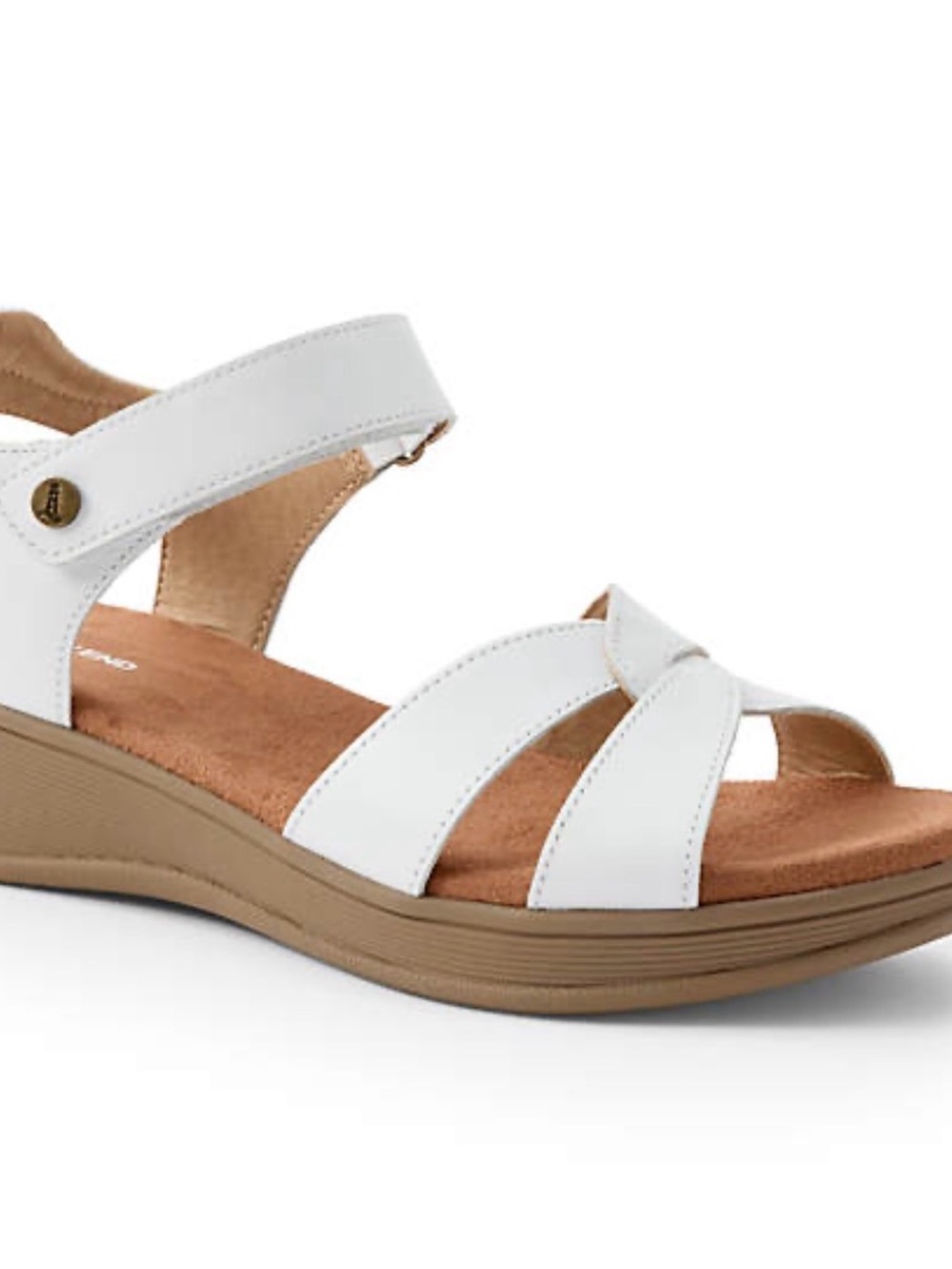 Land’s End Women's Leather Comfort Casual Wedge Sandals Size 6